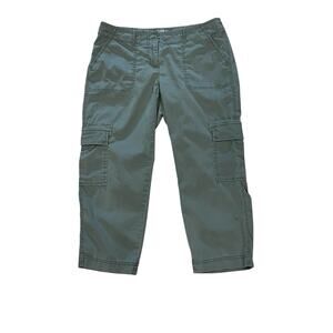 J Jill Olive Green Casual Cargo Crop Pants Women’s Size 8 Petite-Cotton Spandex